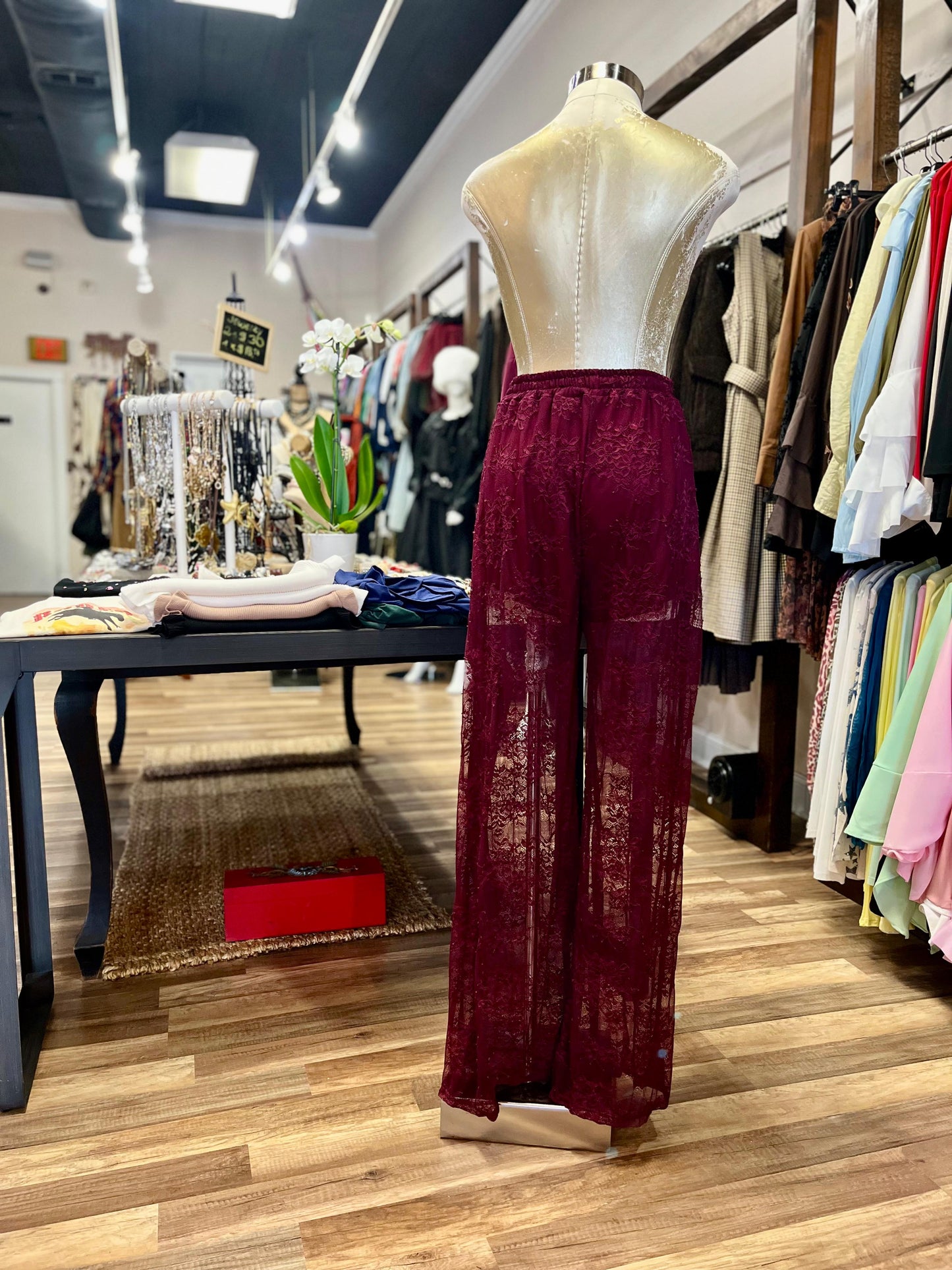 Lace Wide-Leg Pants