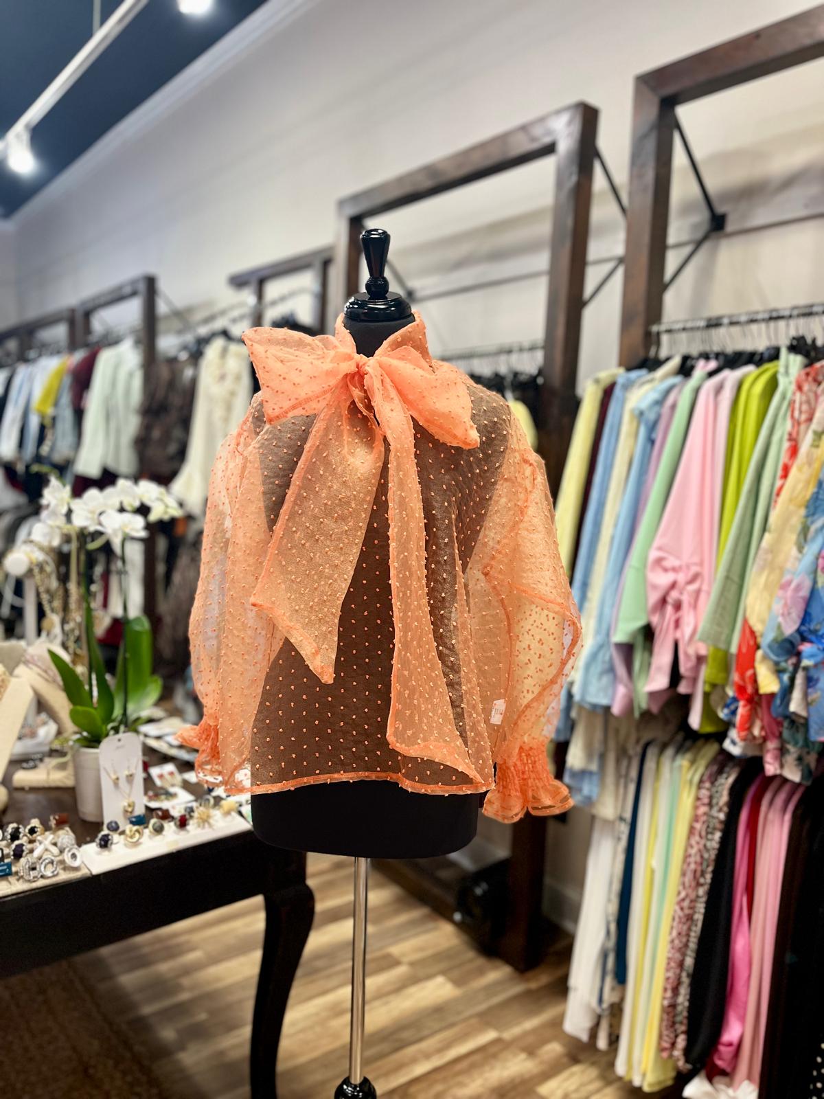 Sheer Polka-Dot Blouse