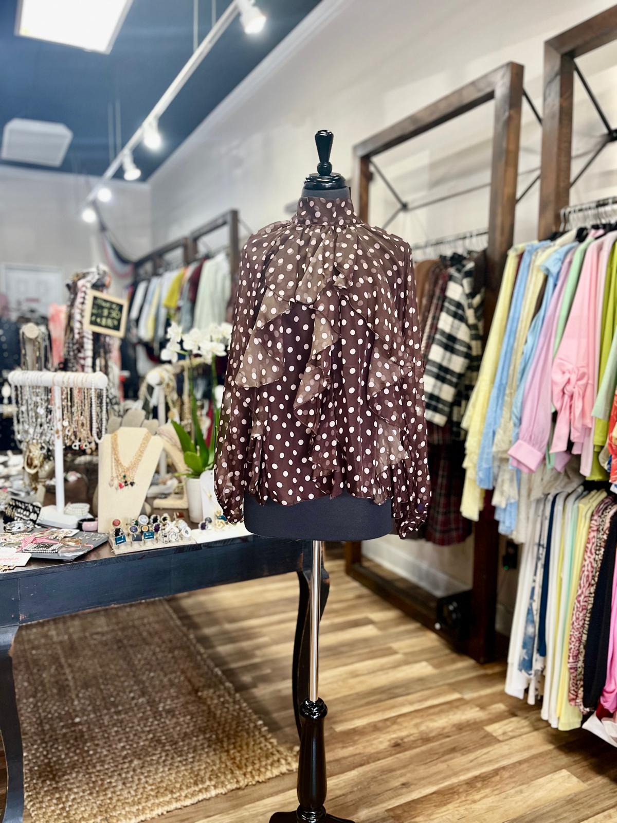 Polka Dot Ruffle Blouse