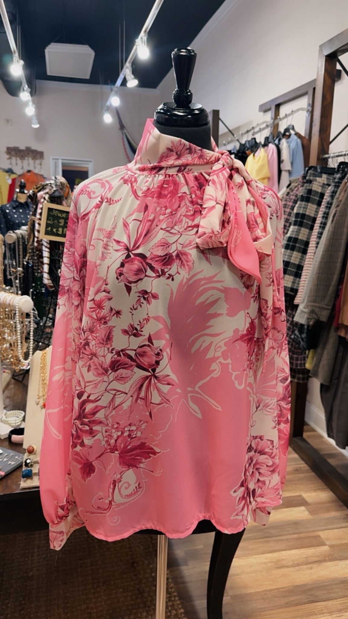 Floral Tie-Neck Blouse