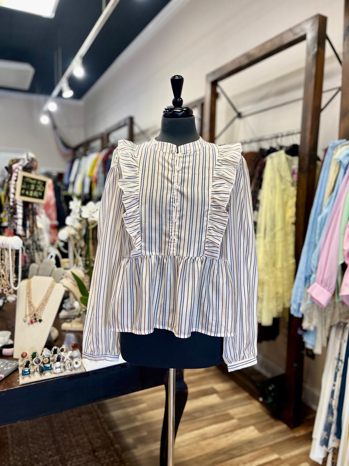 Ruffled Striped Blouse