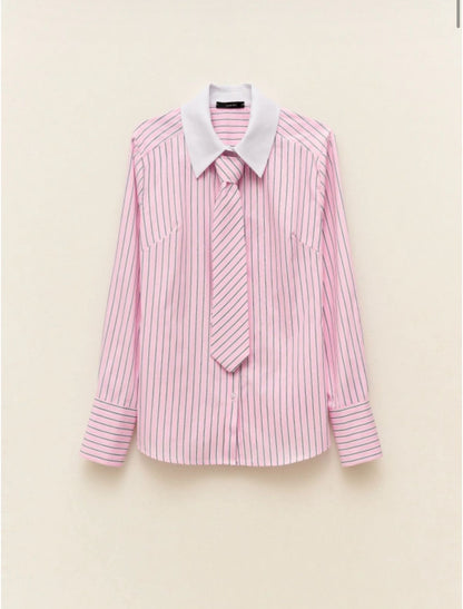 Striped Shirt With Tie