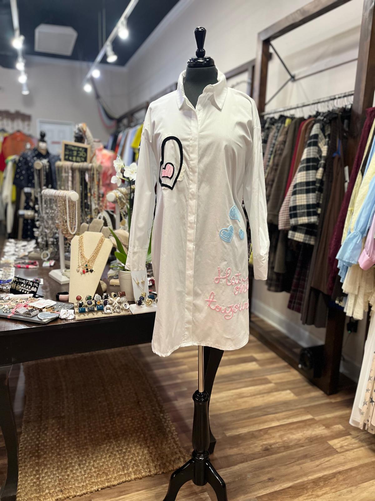 Embroidered Shirt Dress