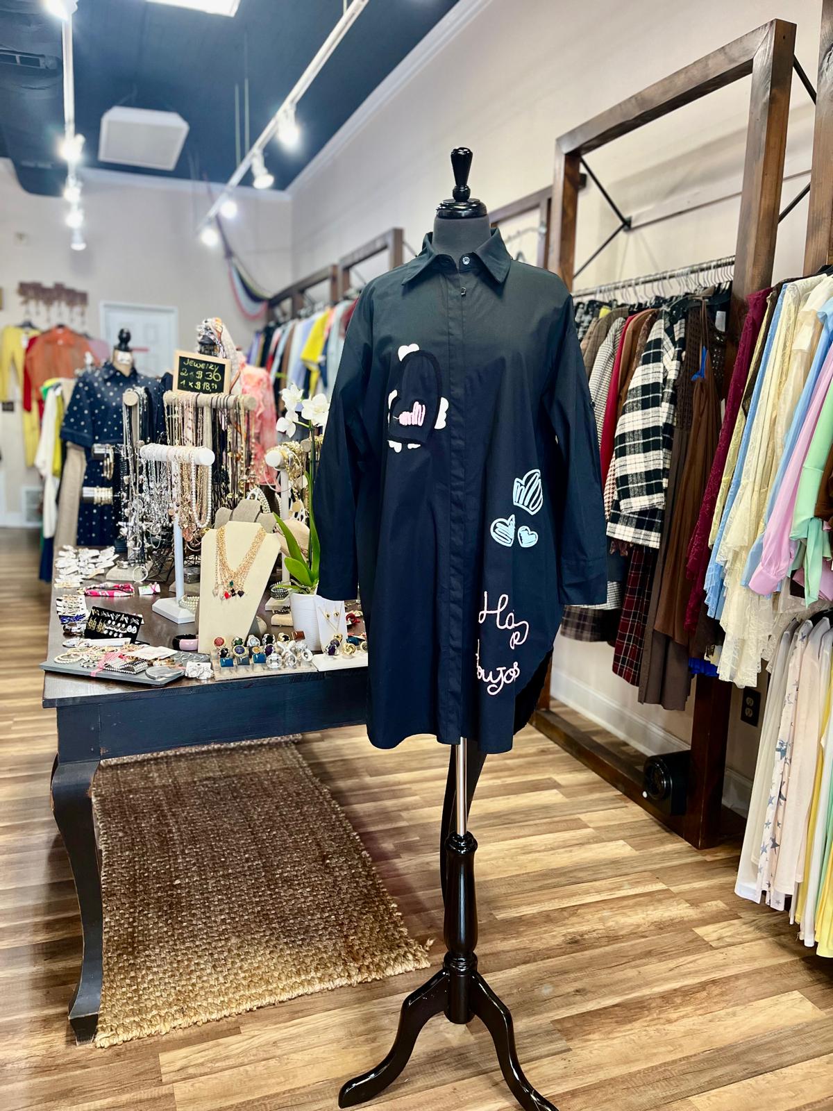 Embroidered Shirt Dress