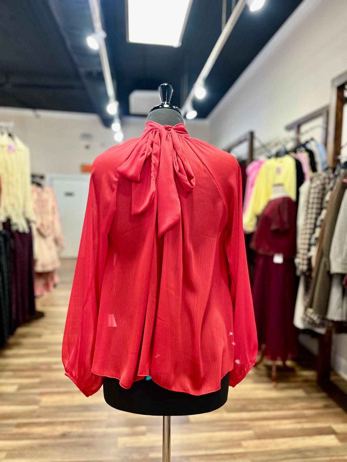 Ruffle High-Neck Blouse