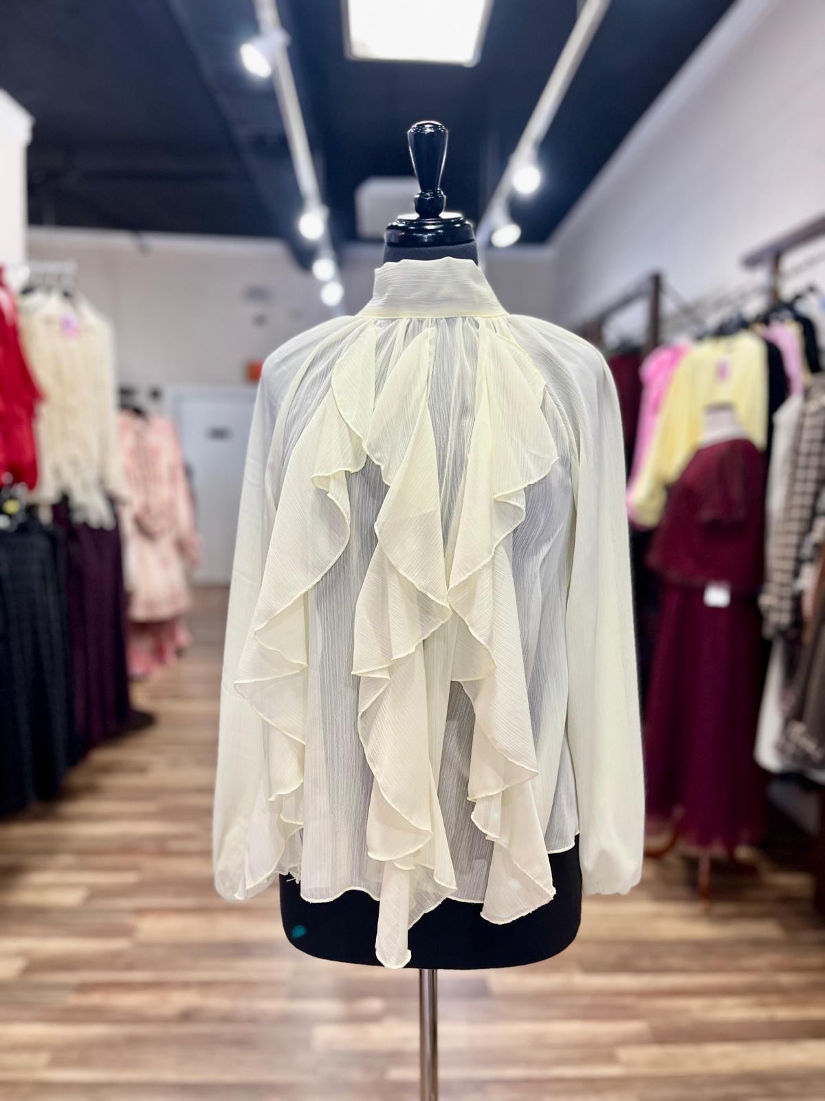 Ruffle High-Neck Blouse