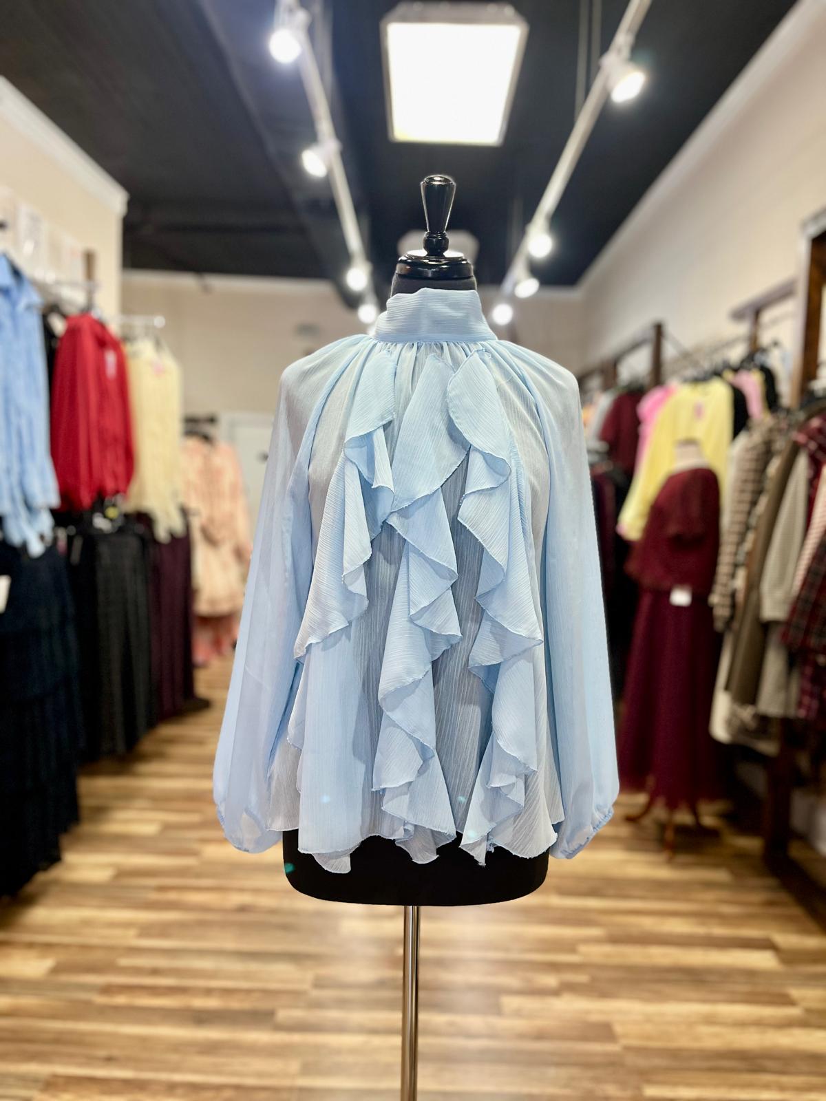 Ruffle High-Neck Blouse