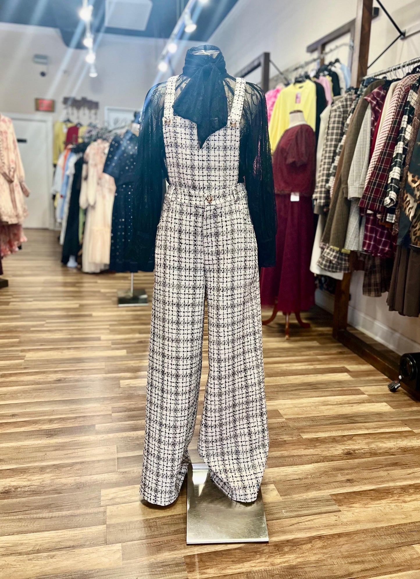 Tweed Wide-Leg Overall