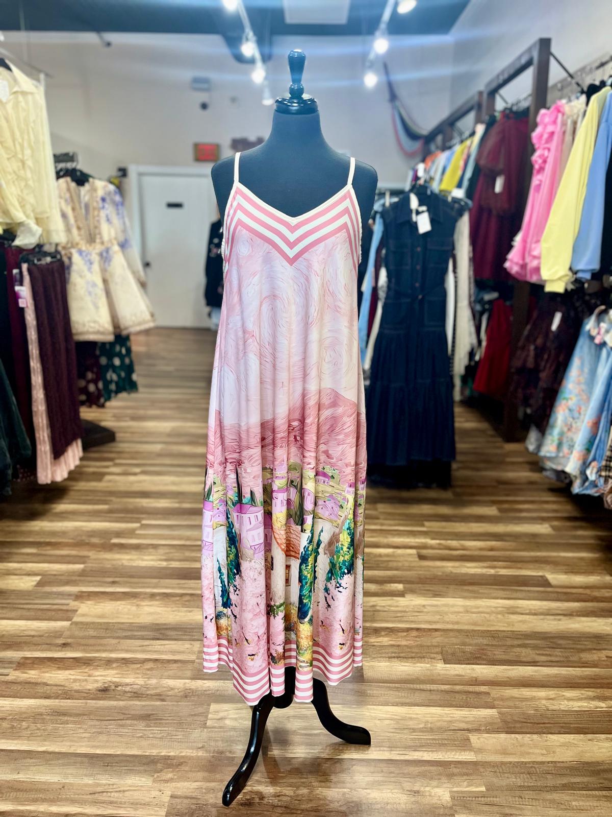 Village Print Maxi Dress