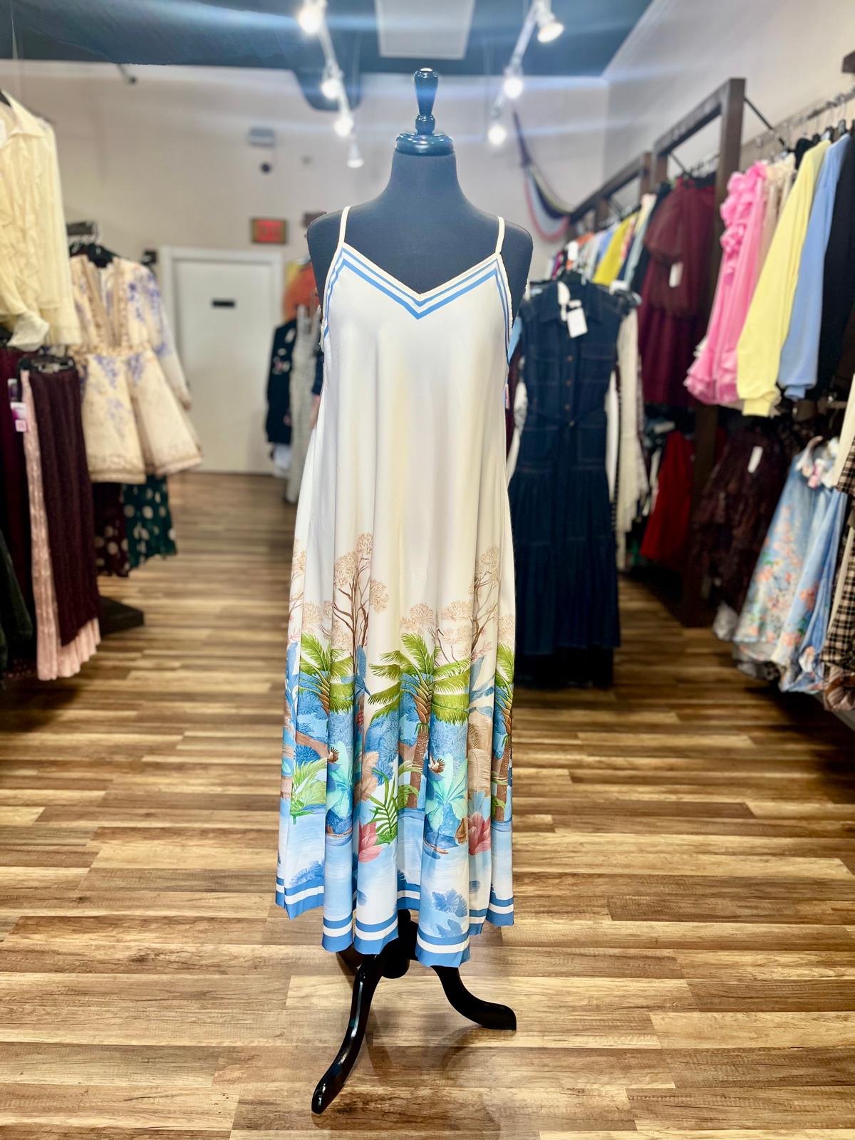 Palm Print Maxi Dress