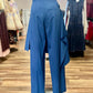 Pinstripe Pants Asymmetric Wrap Skirt
