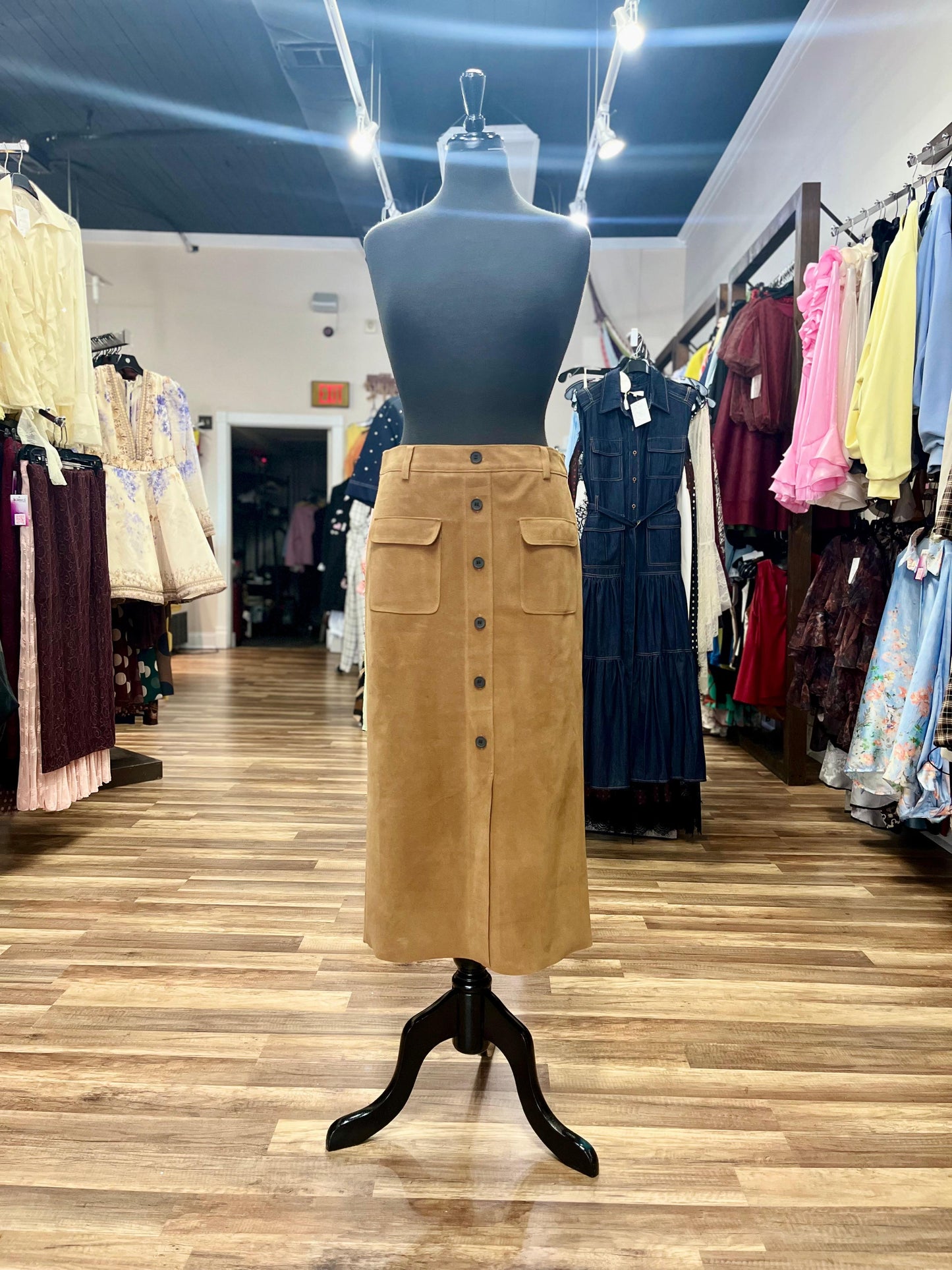 Suede Midi Skirt