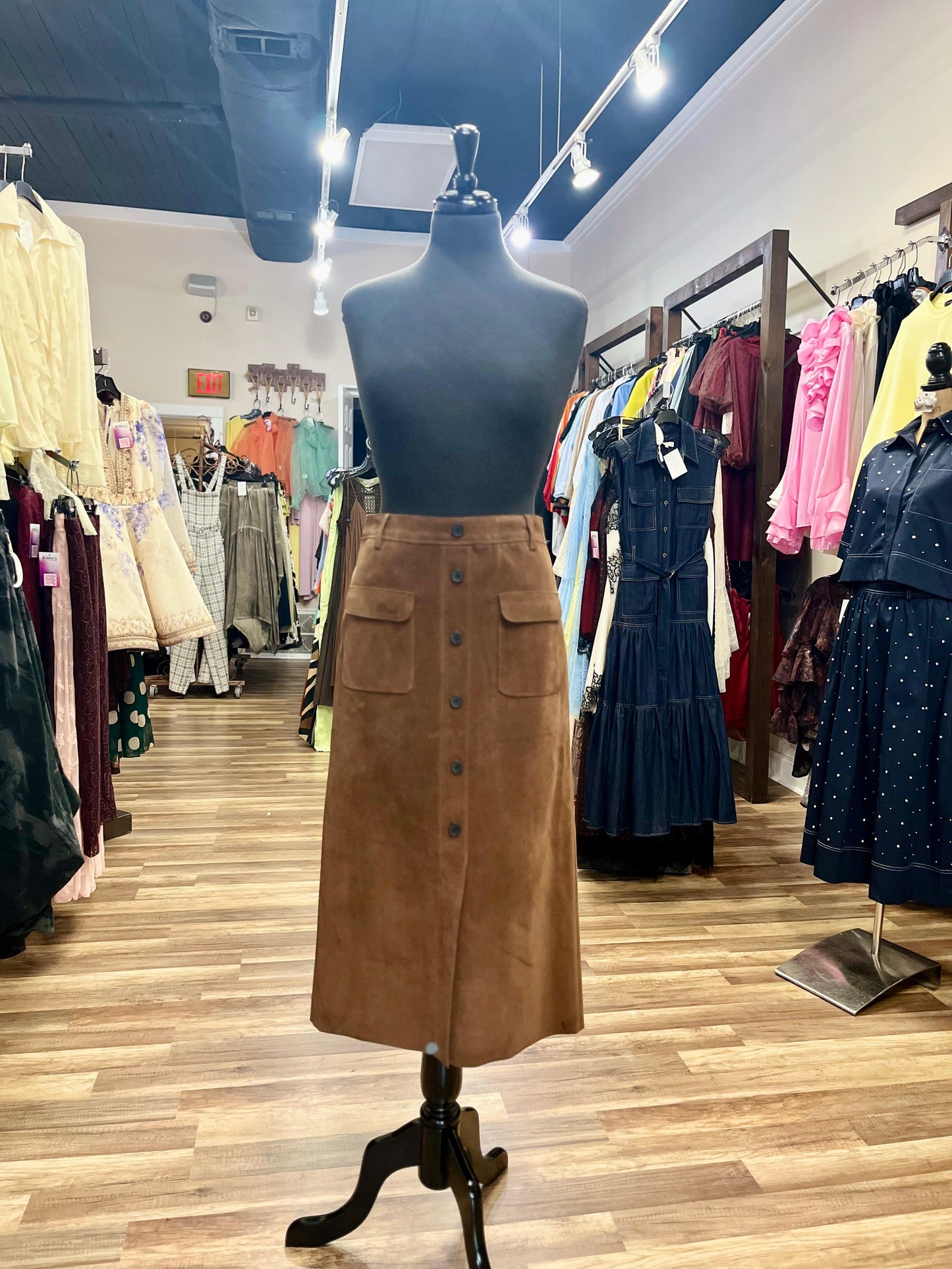 Suede Midi Skirt