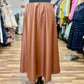 Faux Leather A-Line Midi Skirt