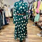 Polka  Dot Tie-Neck Midi Dress