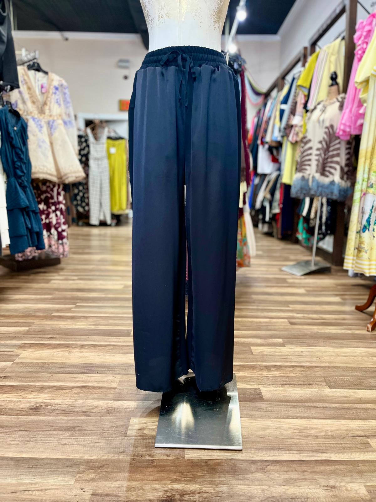 Mixed Fabric Overlay  Pant Set