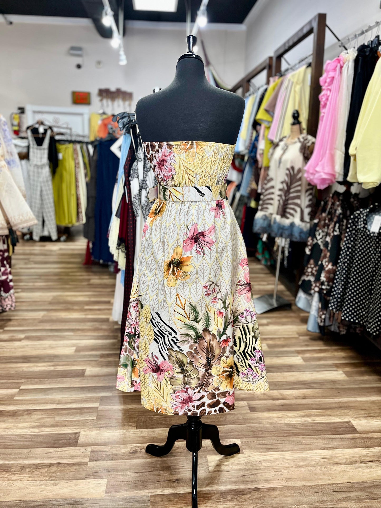 Strapless Floral Dress
