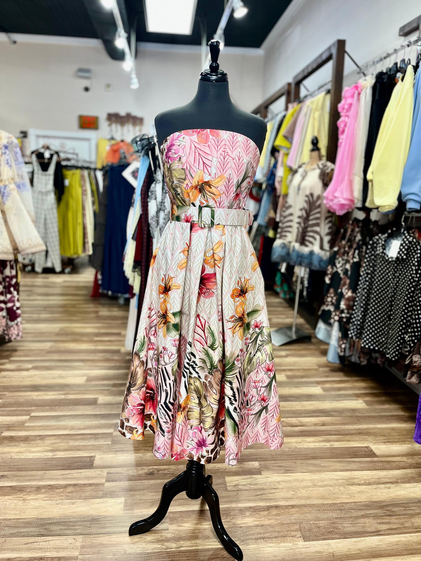 Strapless Floral Dress