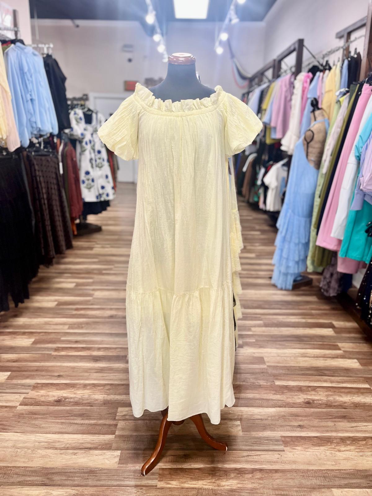 Ruffle Neck Midi Dress