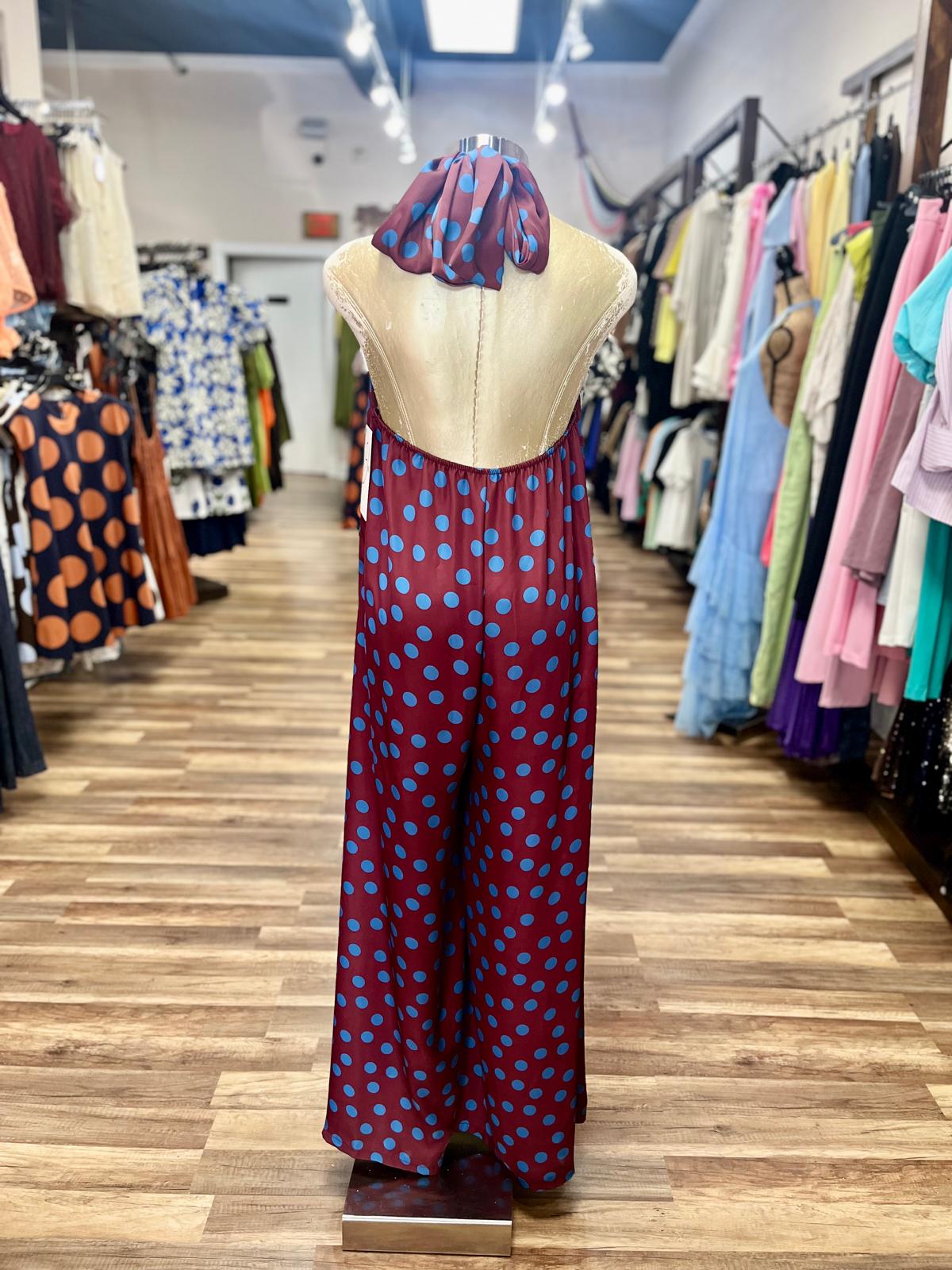 Polka Dot Halter Jumpsuit