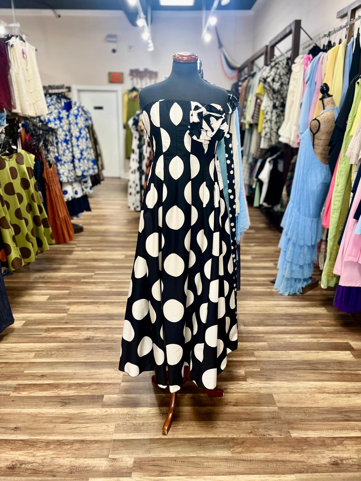 Strapless Polka Dot Dress