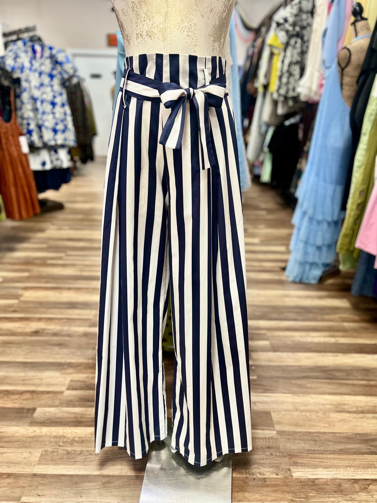 Striped Wide-Leg Pants