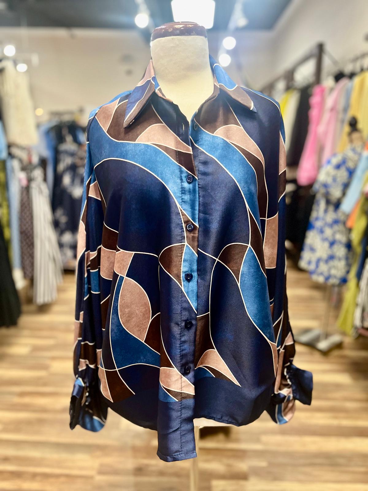 Abstract Print Satin Set