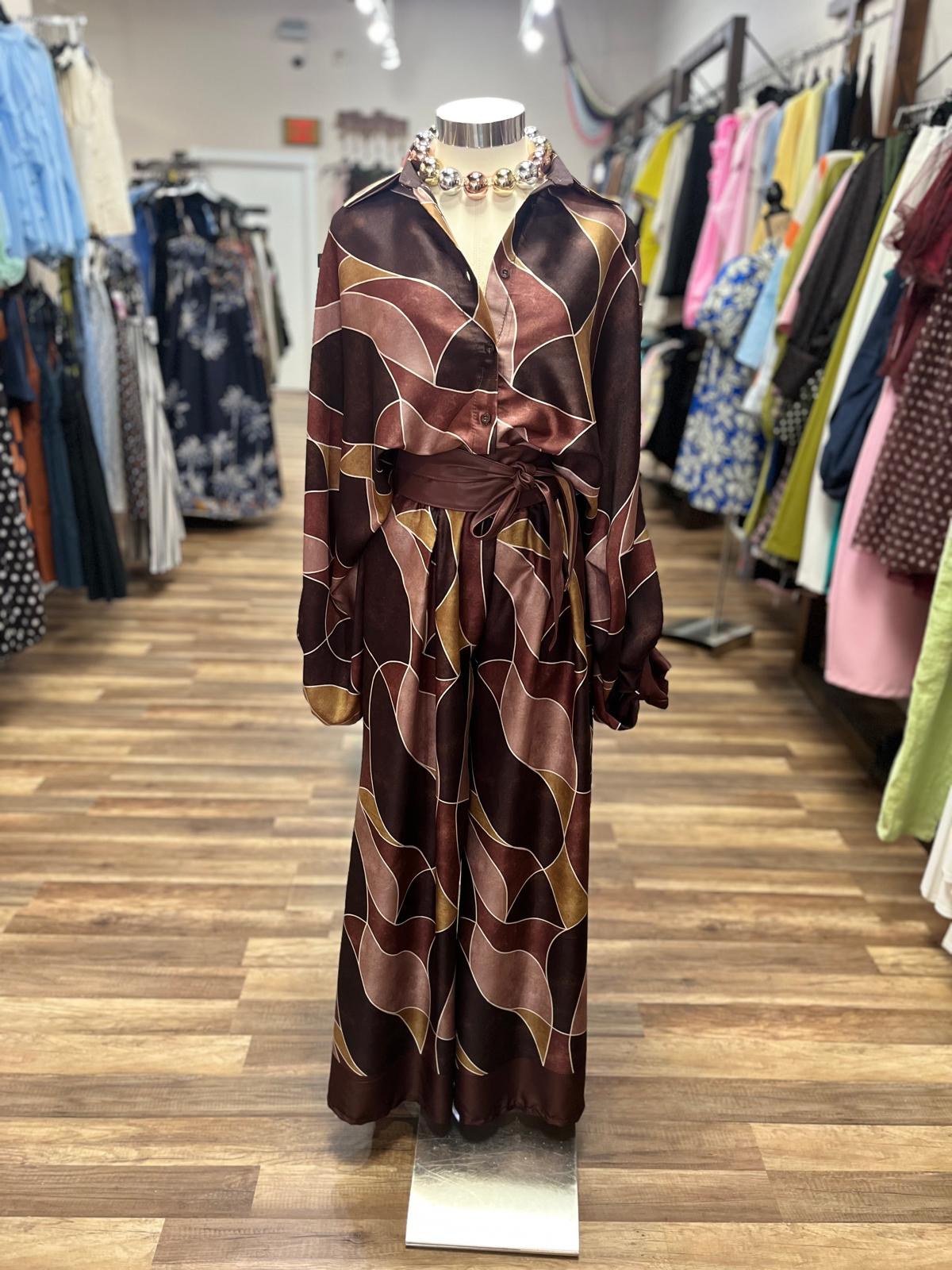 Abstract Print Satin Set
