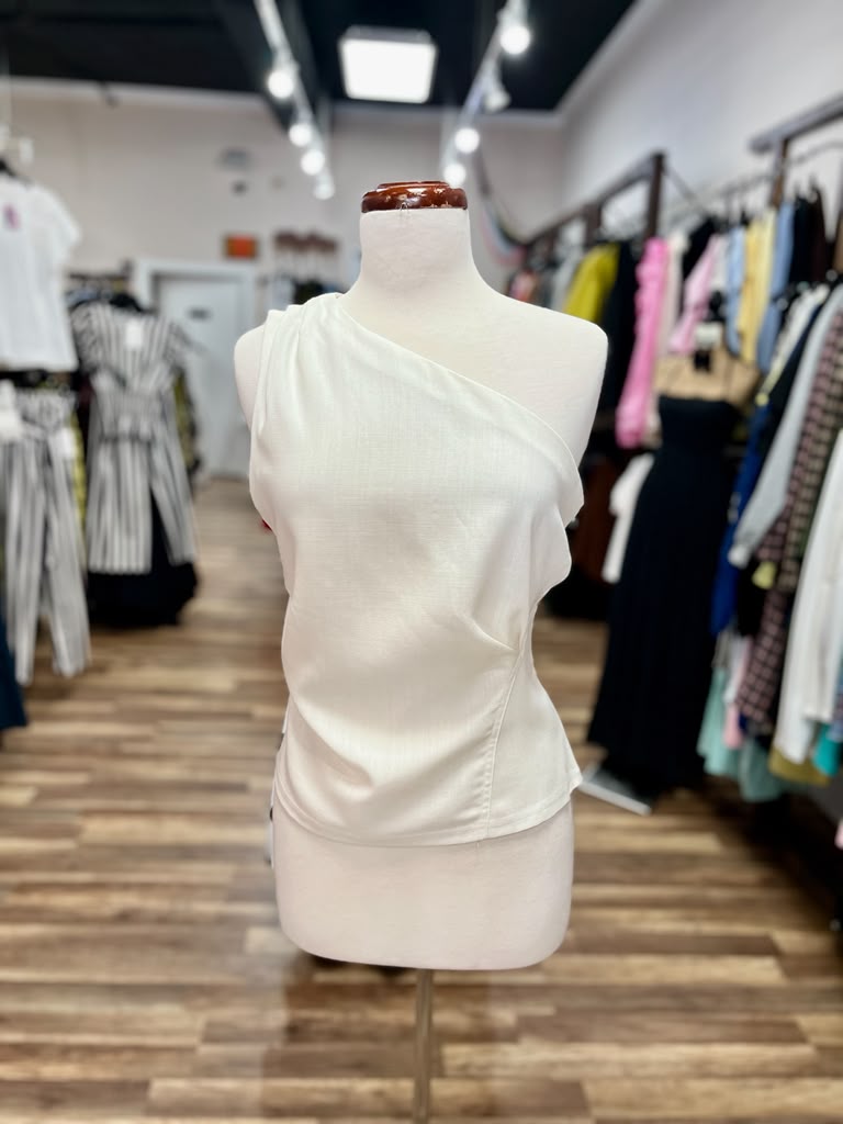 One-Shoulder Linen Top