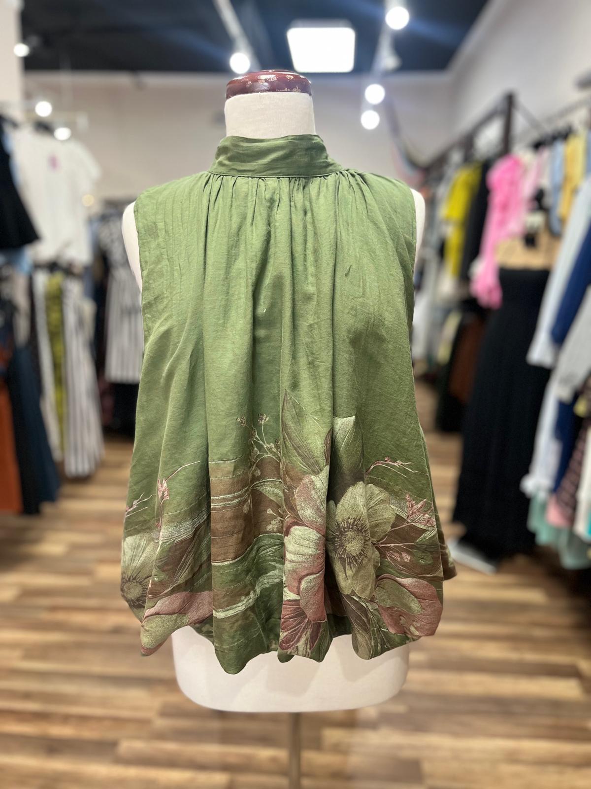 Floral High-Neck Blouse