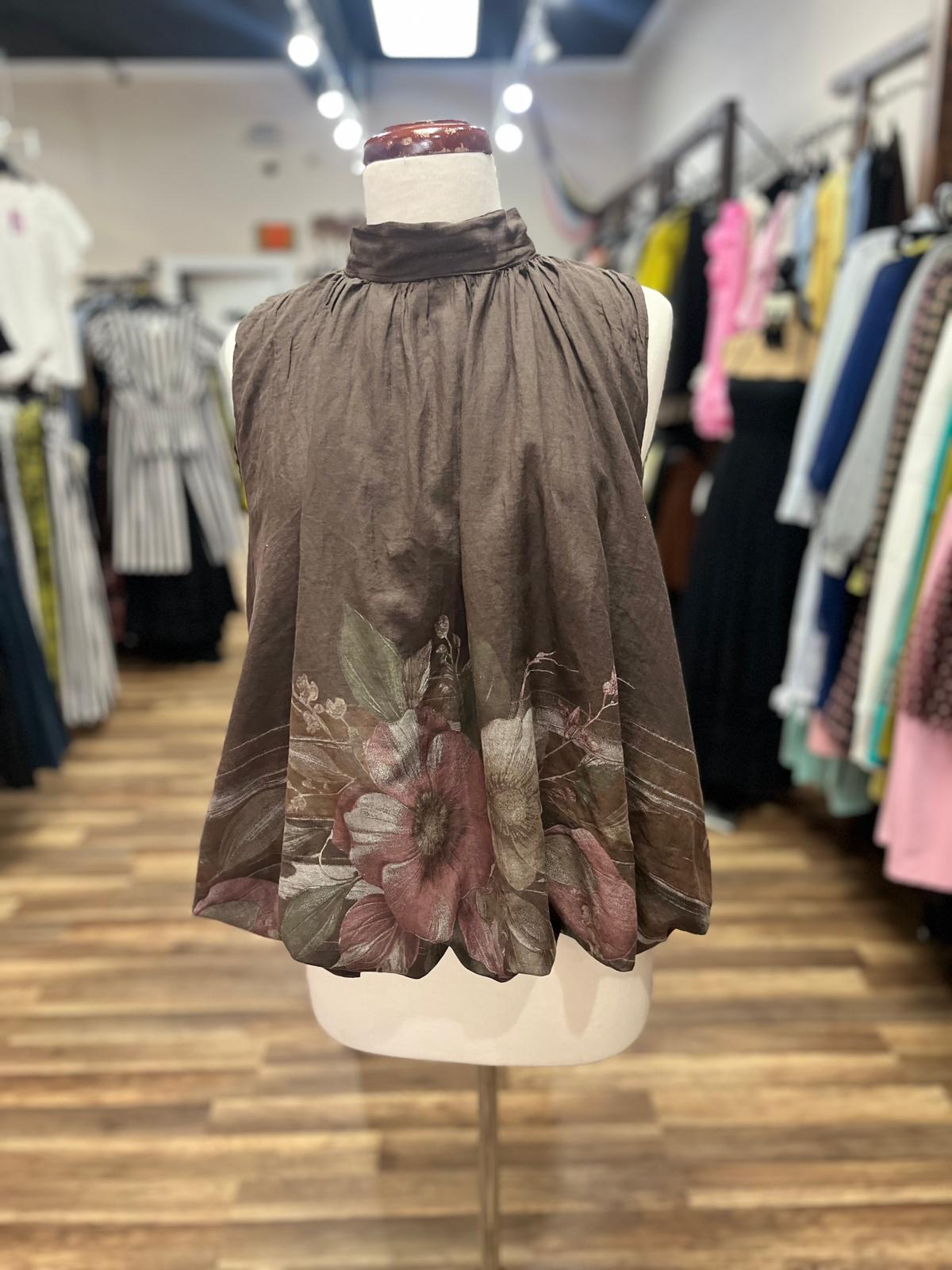 Floral High-Neck Blouse