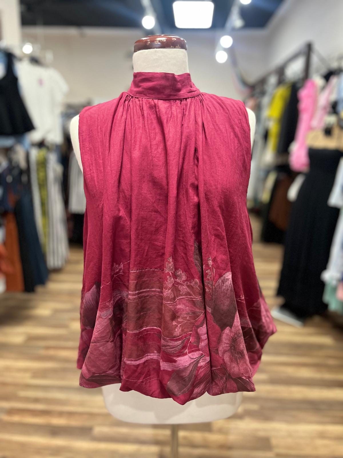 Floral High-Neck Blouse