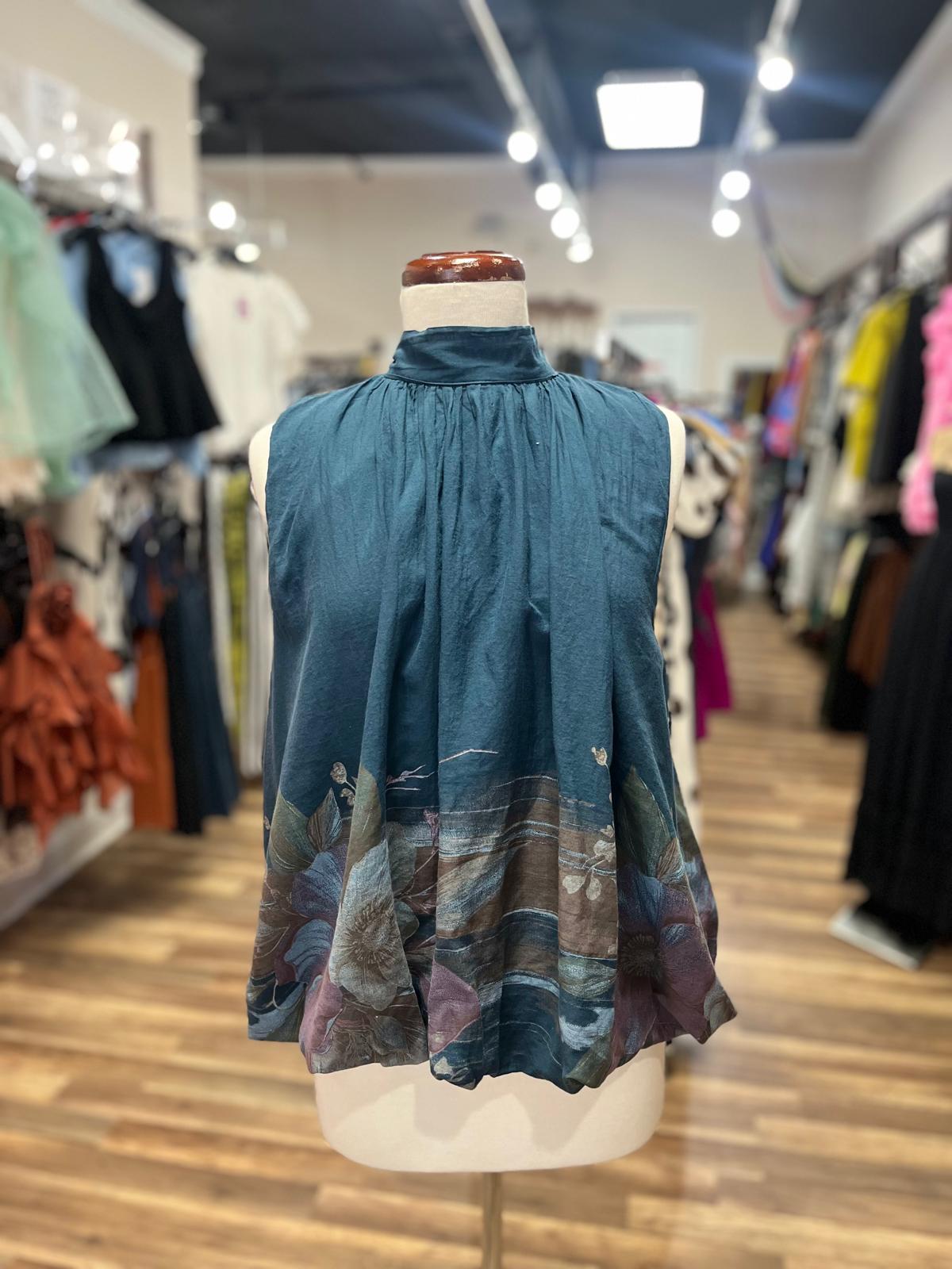 Floral High-Neck Blouse