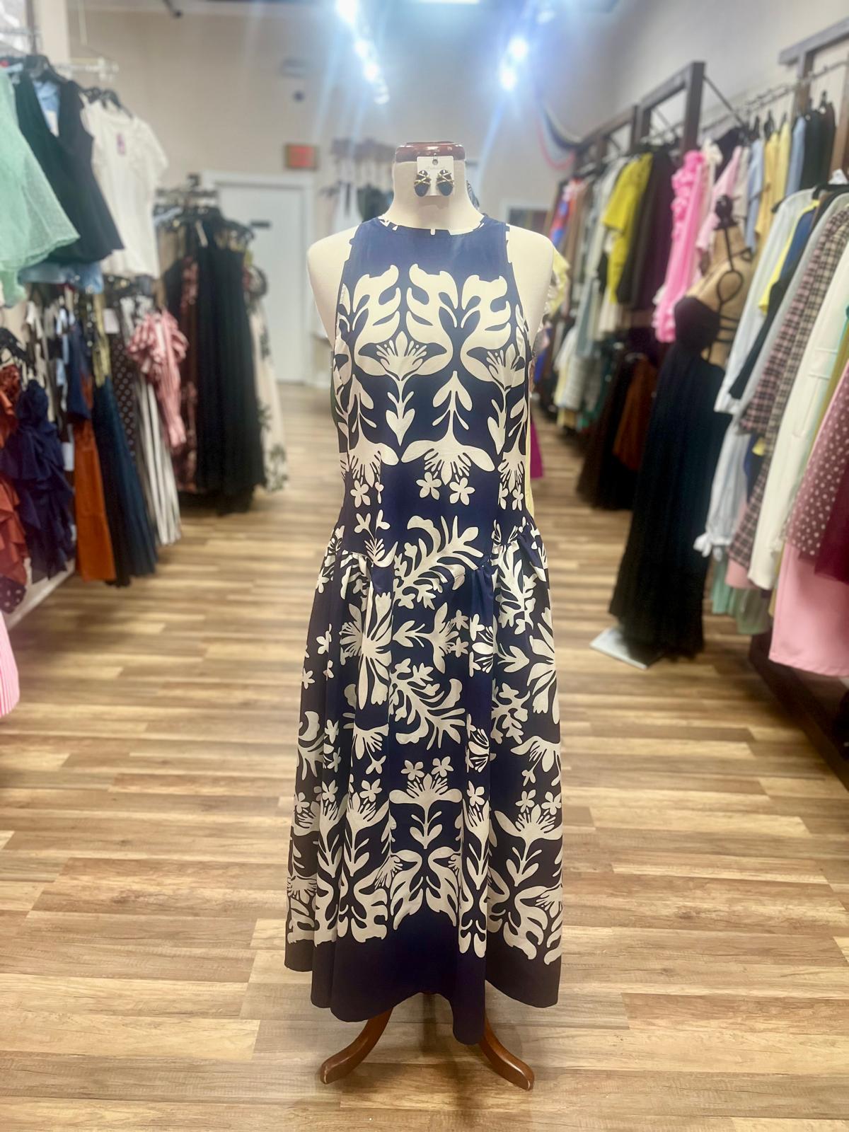 Sleeveless Print  Midi Dress