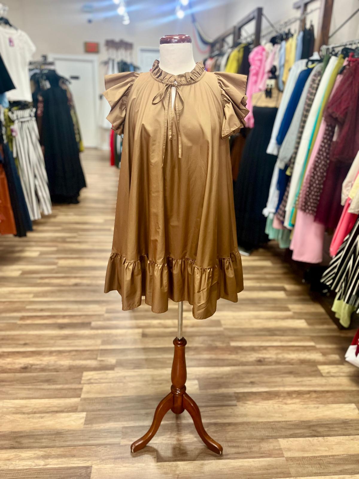 Ruffle Sleeve Shift Dress
