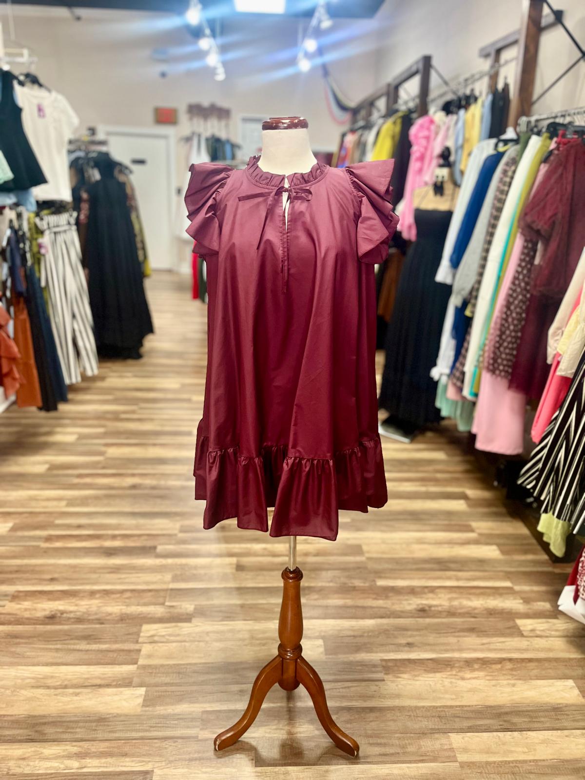Ruffle Sleeve Shift Dress