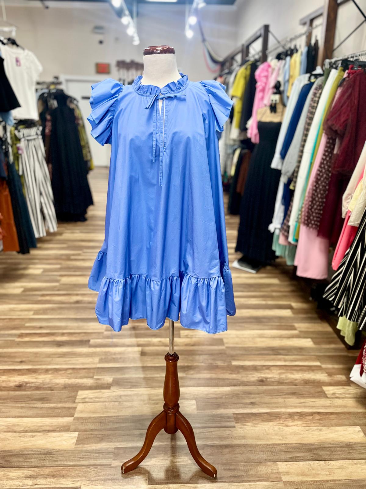 Ruffle Sleeve Shift Dress