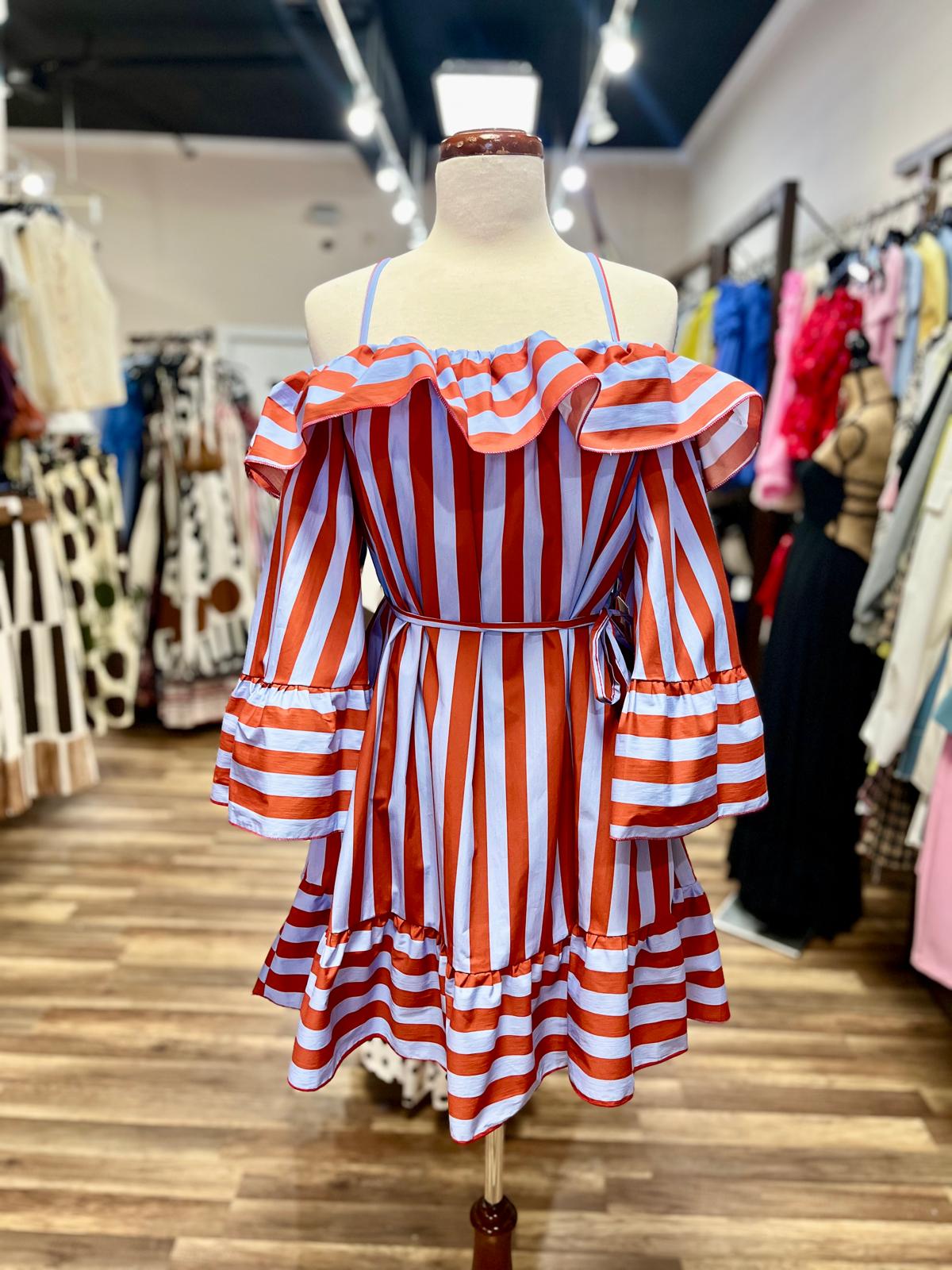Off-Shoulder Stripe Dress