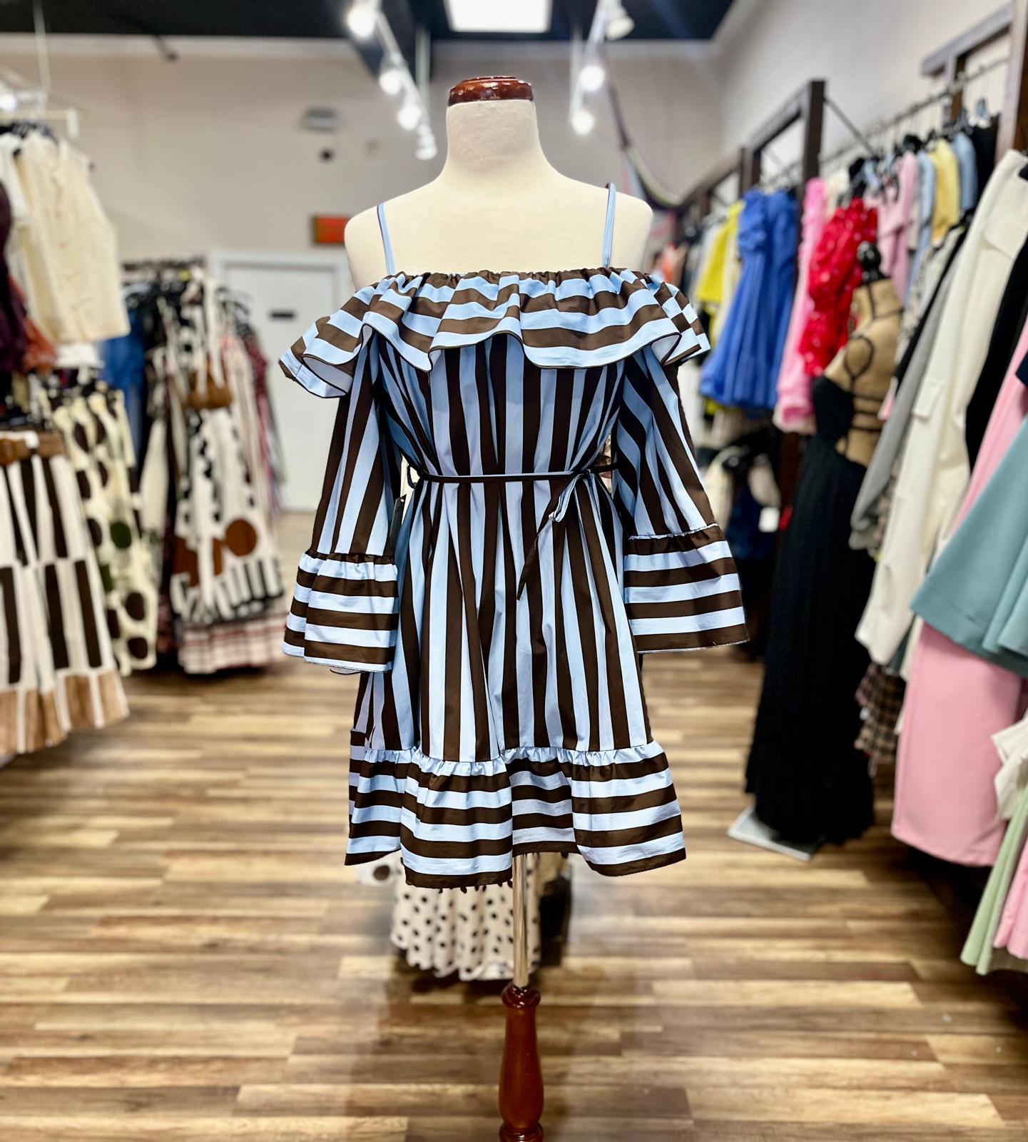 Off-Shoulder Stripe Dress