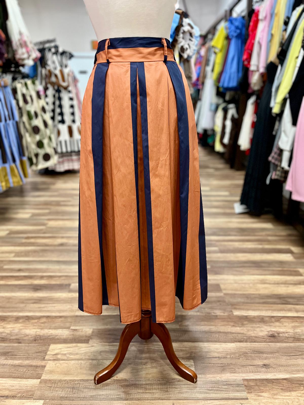 Striped Pleated Skirt