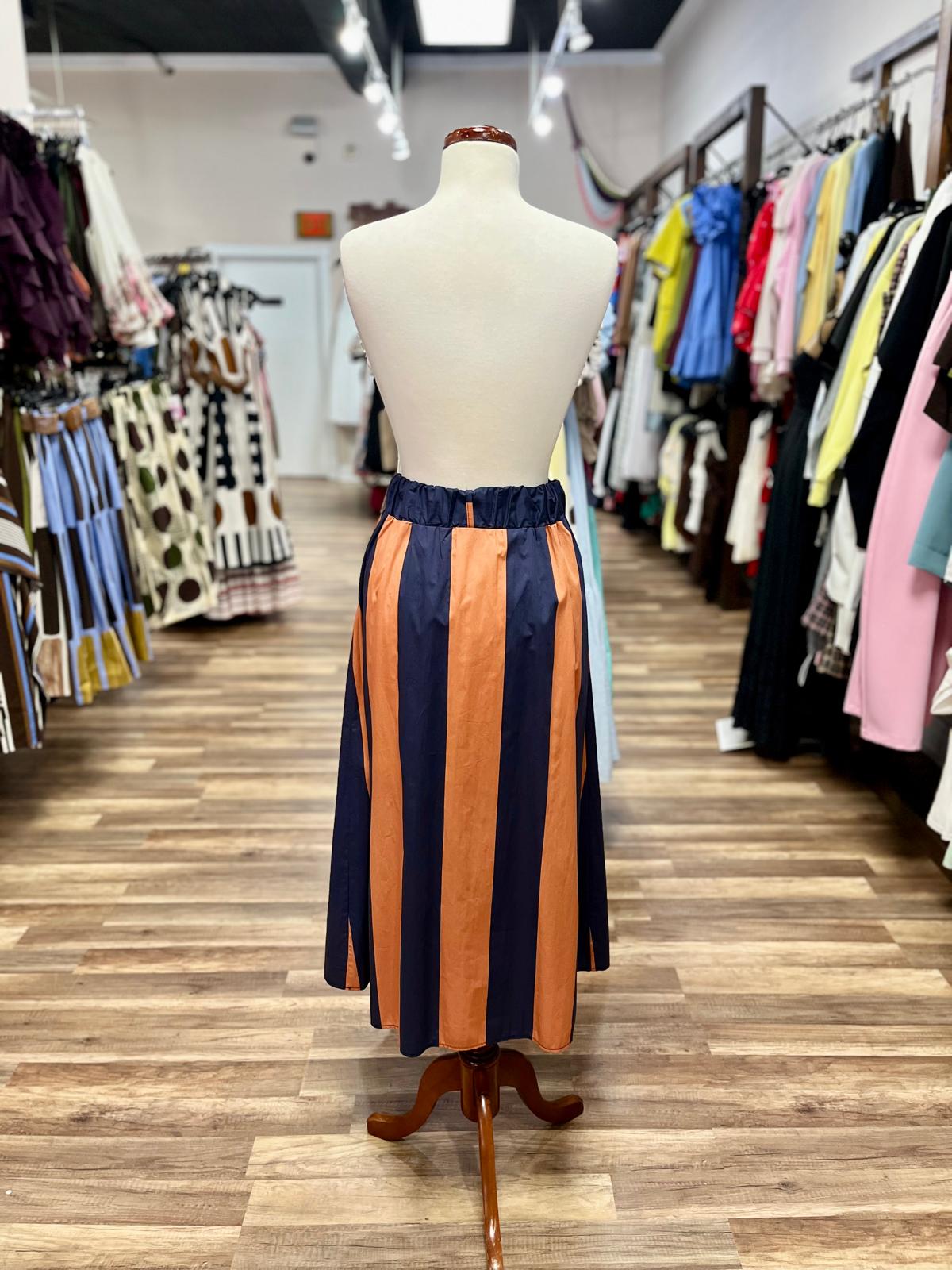 Striped Pleated Skirt