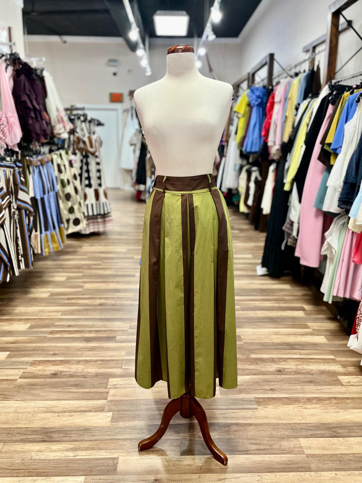 Striped Pleated Skirt