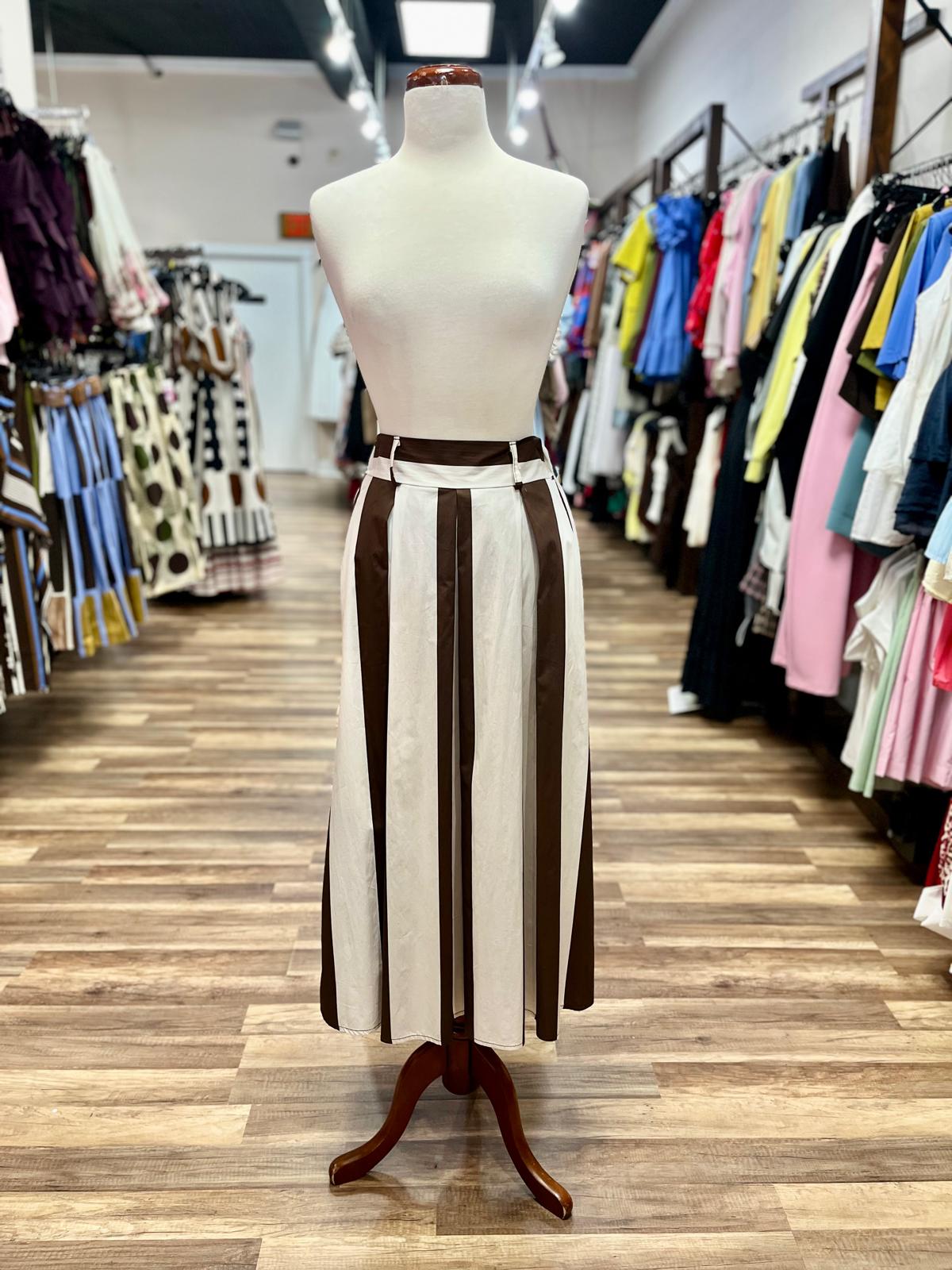 Striped Pleated Skirt