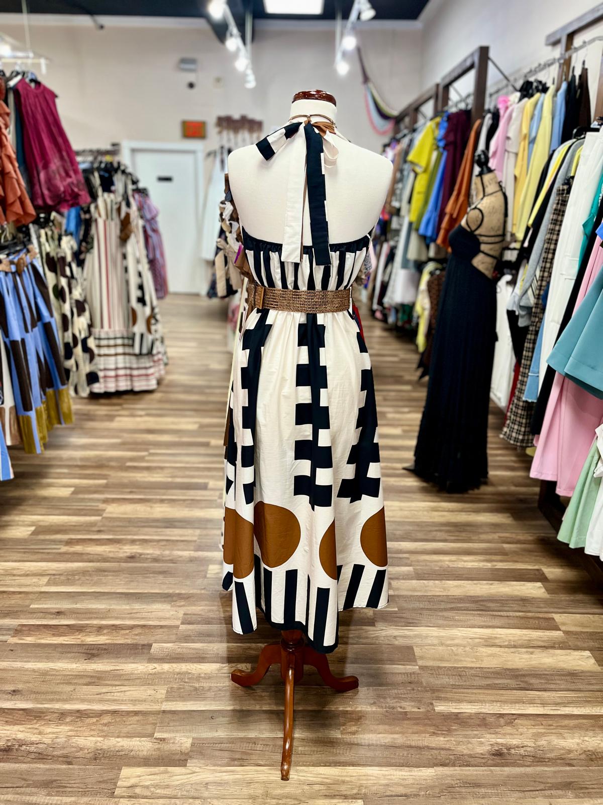 Abstract Print Midi Dress
