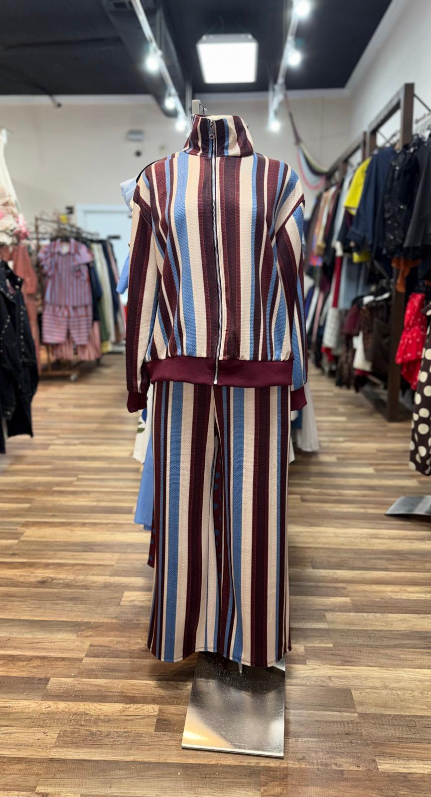 Striped Zip-Up Set