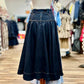 Belted Denim Midi Skirt