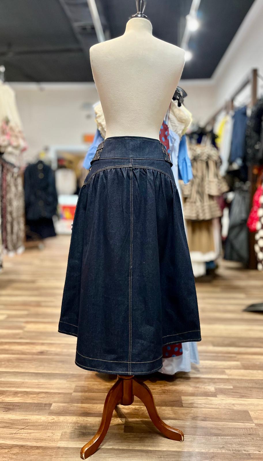 A-Line Denim Midi Skirt