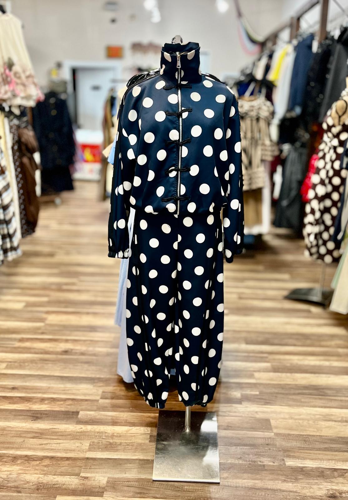 Polka Dot  Mandarin Collar Set