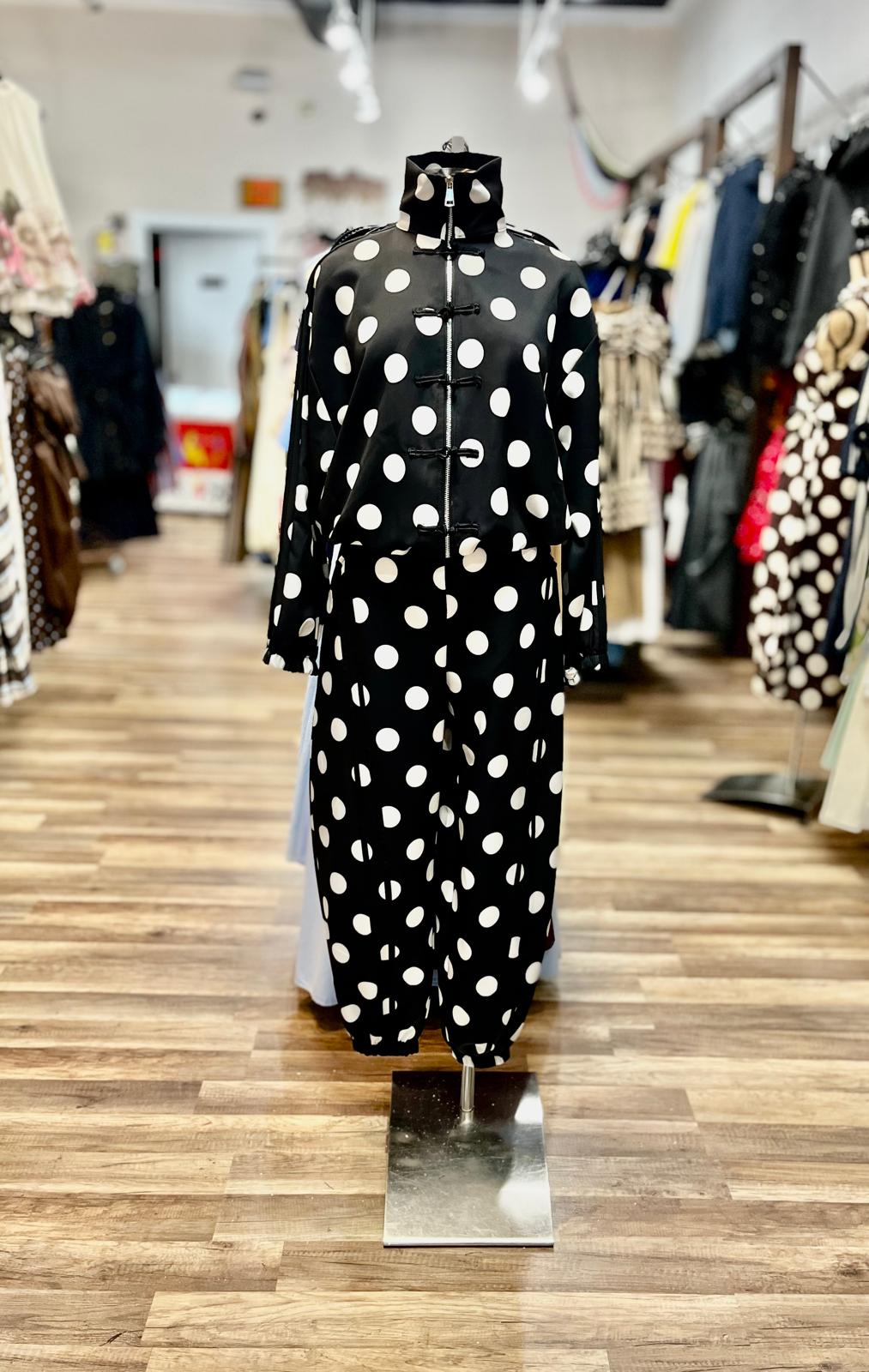 Polka Dot  Mandarin Collar Set