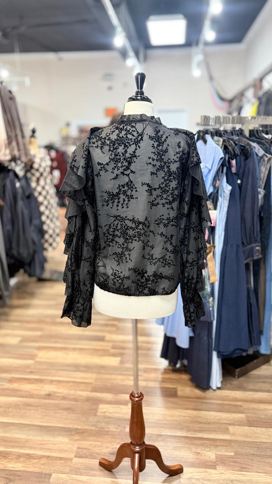 Ruffled  Flocked Blouse